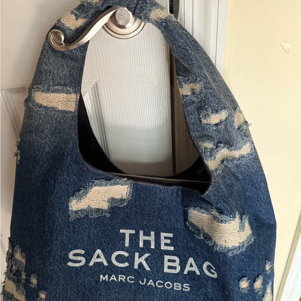 Marc Jacobs Distressed Blue Denim Sack Bag